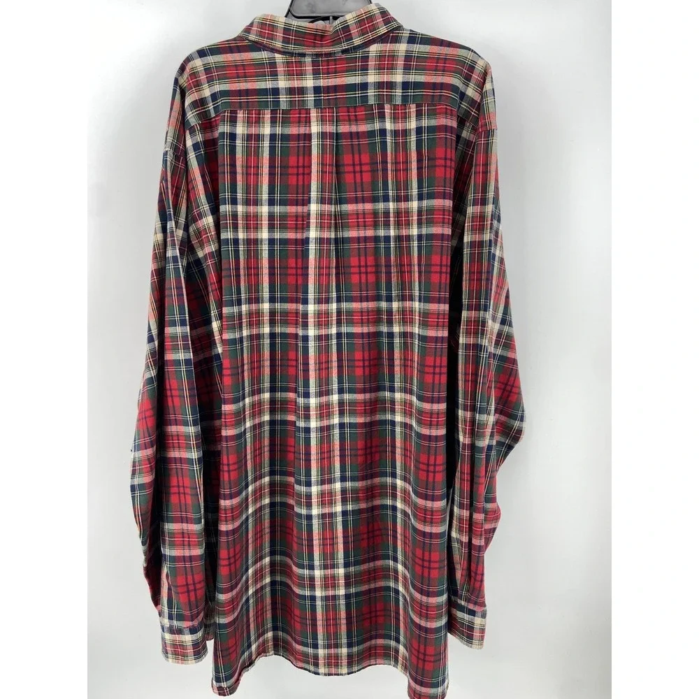 Polo Ralph Lauren Shirt Men 4XLT Red Tartan Plaid Flannel Button Casual‎ Holiday